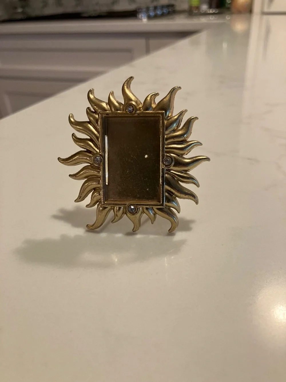 JAY STRONGWATER Neiman Marcus GoldTone Photo Frame Mini Pin Sunburst Rhinestone